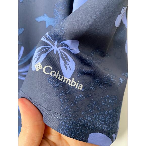 Columbia Womens Blue Floral Short Sleeve Top Plus Size 3X Open Back - Picture 8 of 8